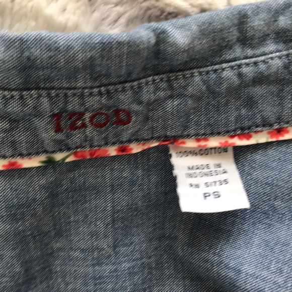 Izod pearlsnap jean chambray top S petite - Picture 3 of 4